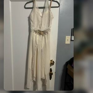 White/light cream sequin sheer dress tutu costum